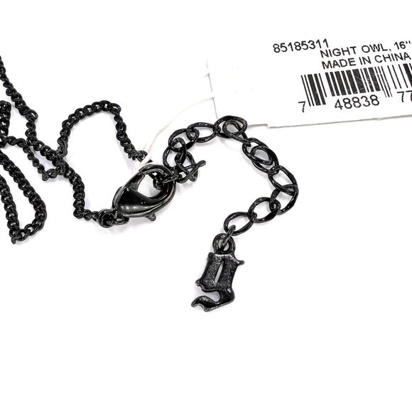 NWT - Guess - Black Beaded Dangle Stationary Pendant Black Chain 16” Necklace - Picture 7 of 8